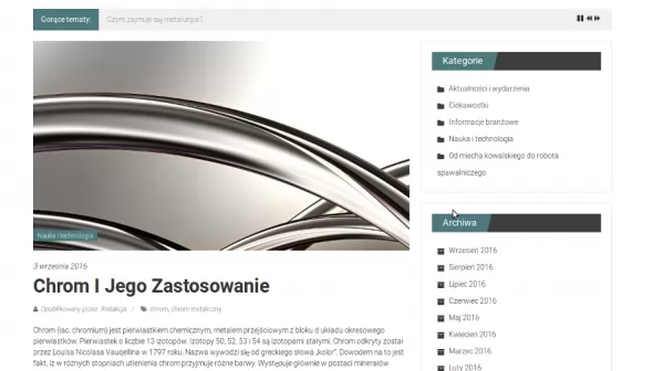 Chrom i metalurgia to nowe zagadnienia na portalu tematycznym