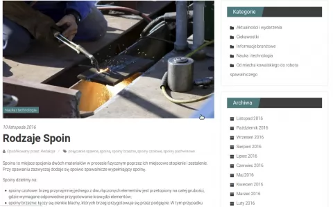 Rodzaje spoin, wady połączeń spawnych to nowe zagadnienia na naszym portalu branżowym