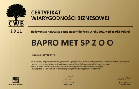 Certyfikat Wiarygodności Biznesowej