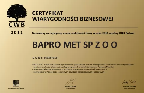 Certyfikat Wiarygodności Biznesowej