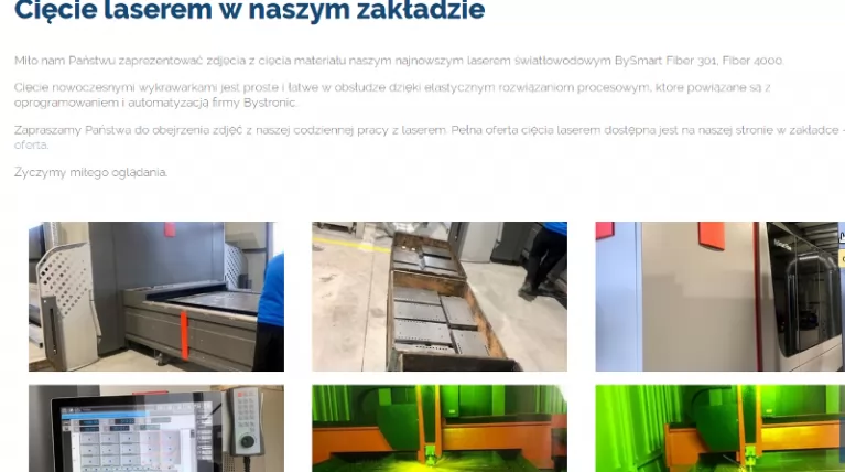 Zdjęcia z cięcia laserem w naszym zakładzie