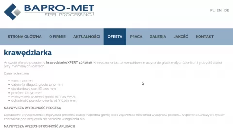 Gięcie nową krawędziarką XPERT 40/1030