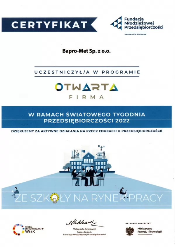 Światowy Tydzień Przedsiębiorczości  w naszej firmie