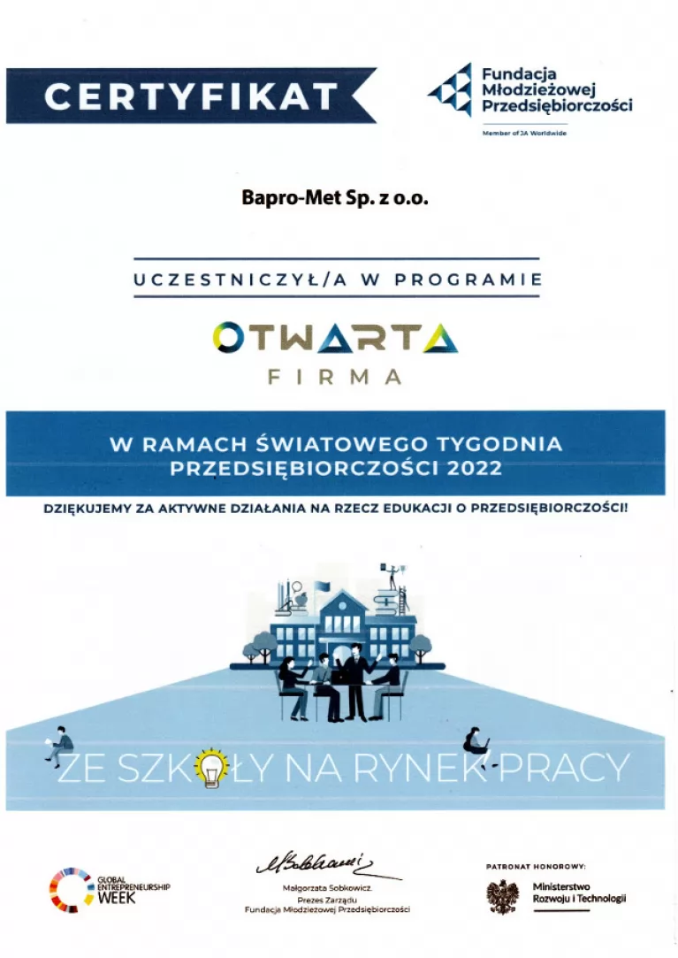 Światowy Tydzień Przedsiębiorczości  w naszej firmie